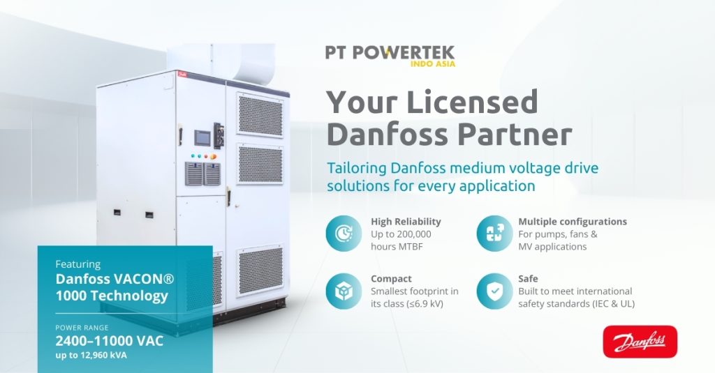 Danfoss VACON 1000 medium voltage drive panel integrated by Powertek Indo Asia